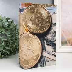 Универсальная шкатулка 9078998 Биткоин и доллар 21х13х5 см No Brand
