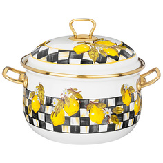 Кастрюля эмалированная agness с крышкой, лимон 3,8л, диа.20см подходит для индукцион.пл KS