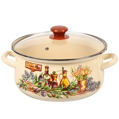 Кастрюля 4 л с крышкой с декором сферическая Керченский металлургический завод Италика 619 Керченская эмаль