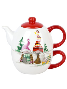 Чайный набор керамический 2 предмета Рождественские гномы Dolomite N2521176