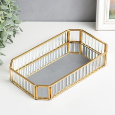 Подставка интерьерная стекло с зеркалом фигурная Волна 4х13,5х23 см No Brand