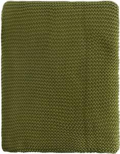 Плед из хлопка жемчужной вязки оливкового цвета Tkano TK22-TH0009