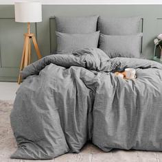 Простыня на резинке Цвет эмоций поплин Серый текстура Традиция