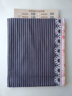 Простыня поплин Униратов Текс Темно-сиреневая в полоску 180х220см, хлопок 100%