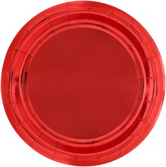 Тарелки бумажные одноразовые Волна веселья Красный металлик 23 см, 6 шт
