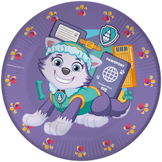 Тарелки бумажные одноразовые Дон Баллон Щенячий патруль сиреневые 18 см, 6 шт