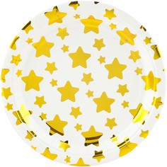 Тарелки бумажные одноразовые Волна веселья Звезды Микс золотые, 6 шт