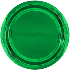 Тарелки бумажные одноразовые Волна веселья Зеленый металлик 18 см, 6 шт