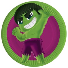 Тарелки бумажные одноразовые Дон Баллон Героическая тема зелёные 18 см, 6 шт