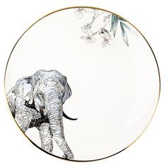 Тарелка Nouvelle Саванна Слон 25х25х3 см, с элементами золота, фарфор