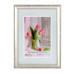Фоторамка 15х21 см, пластик, серебристый No Brand