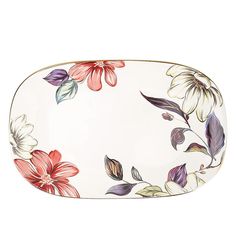 Блюдо сервировочное Nouvelle Олеандр 25х16х2 см, фарфор, с элементами золота