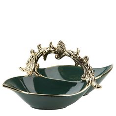 Менажница двухсекционная Nouvelle Малахит 30х18х14 см, 2х250мл, фарфор