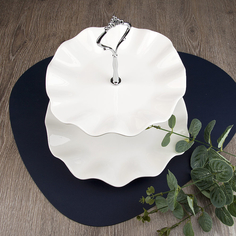 Блюдо двухъярусное Nouvelle Маршмеллоу 19/24 см, высота 25 см, фарфор