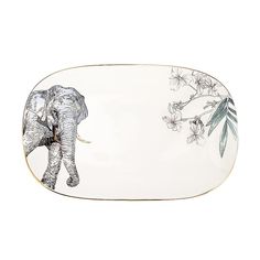 Блюдо сервировочное Nouvelle Саванна Слон с элементами золота 20х13х2.5 см, фарфор