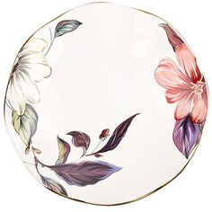 Тарелка Nouvelle Олеандр 28х28х3 см, с элементами золота, фарфор