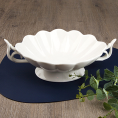 Салатник с ручками на ножке Nouvelle Маршмеллоу 30х21х9 см, 1000 мл, фарфор