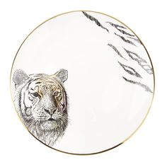 Тарелка Nouvelle Саванна/Тигр 23х23х2.5 см, с элементами золота, фарфор