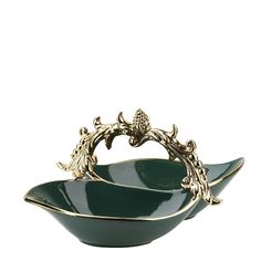 Менажница двухсекционная Nouvelle Малахит 25х15х13 см, 2х250мл, фарфор