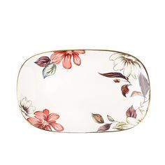 Блюдо сервировочное Nouvelle Олеандр 20х13х2.5 см, фарфор, с элементами золота