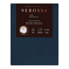 Простыня Verossa полутораспальная сатин 200 x 200 см темно-синяя