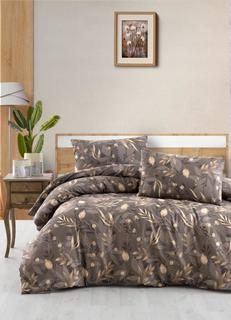Комплект постельного белья DO&CO ранфорс коричневый 1.5 спальный