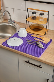 Коврик для сушки посуды CellMat ЭВА 44х35 см фиолетовый ромб