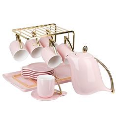 Чайный набор Nouvelle 5th Avenue Pink на 6 персон 15 предметов, чайник 1300 мл, чашки