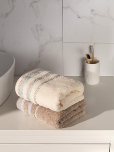 Набор махровых полотенец LUCKY 50x90 (2шт), 100% хлопок, бежевый/молочный D100034