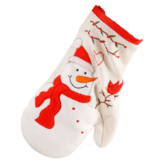 Прихватка-рукавица WASABI TREND новогодняя снеговик красно-белая