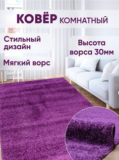 Ковер комнатный Шегги Ковровый мир 250 х 300 см, с длинным ворсом, пушистый