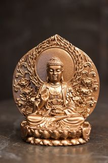 Статуэтка Будда SNTArt в лотосе для Фен-Шуй 16см гипс бронзовая