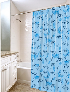 Штора для ванной 180х180 голубые дельфины 1281-22 No Brand