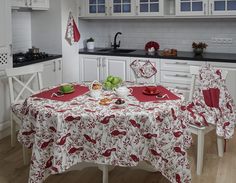 Набор кухонный, Guten Morgen, Рогожка, Свиристель, Скатерть+салфетки, 110х140 см, 40х40 см