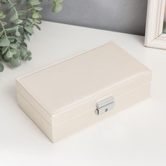 Шкатулка кожзам для украшений Белая матовая 6,5х12,6х21 см No Brand