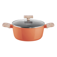 Кастрюля MAUNFELD MARTA MCS41FA06CL из кованого алюминия со стеклянной крышкой, 24 см, 4,1