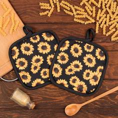 Кухонный набор Доляна Подсолнухи, прихватка 17x17 - 2 шт., 100% п/э