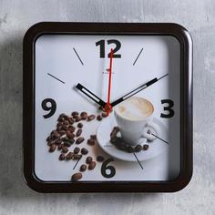 Часы настенные, серия: Кухня, "Чашка кофе", 22х22см, плавный ход Рубин