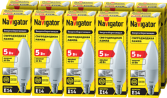 Лампа Navigator светодиодная 94 482, 5 Вт, свеча, Е14, дневной свет 4000К, упаковка 10 шт