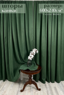 Шторы Милкитекс "Канвас" 600х240см (300х240см - 2шт), зеленые