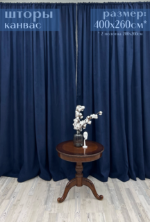 Шторы Милкитекс Канвас 400х260см (200х260см - 2шт), синие