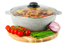Жаровня-сотейник 4,5 л 28 см Elan Gallery ГАРМОНИЯ ВКУСА Серый агат с крышкой D28