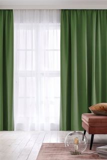 Портьера Tex Valley Сатен ширина 150 см, высота 270 см, Зеленый, 2 шт