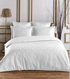 Постельное белье из хлопкового жаккарда KARVEN N301 DAMASK WHITE евро