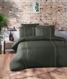 Постельное белье из DELUXE DARK ранфорса KARVEN N028 ELEGANT DARK GREEN 1,5-спальное