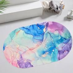 Коврик быстросохнущий для ванной и туалета овальный 50х80 разноцветный No Brand