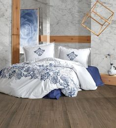 Постельное белье из ранфорса KARVEN N023/1 MANDORA NAVY BLUE 50х70 (2шт) евро