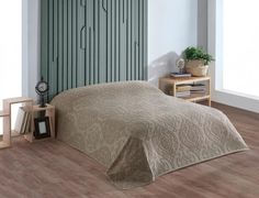 Плед из хлопка махровый KARVEN P962 CORNELY V4 темно-бежевый 160х220