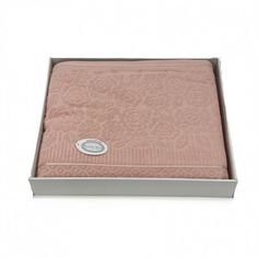 Плед из хлопка махровый KARVEN P959 ROSE V13 пудра 220х240