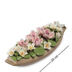 Фигурка декоративная Pavone, Лодка с цветами, 25 см, розовый